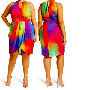 Plus Size Rainbow Halter Dress